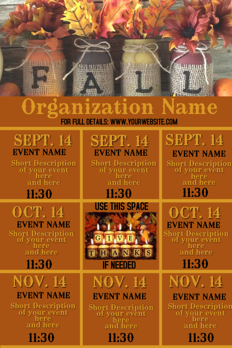 Fall Upcoming Events Template | PosterMyWall