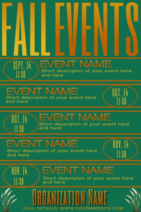 Fall Upcoming Events Template | PosterMyWall