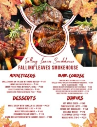 Falling Leaves Smokehouse Autumn Feast 传单(美国信函) template
