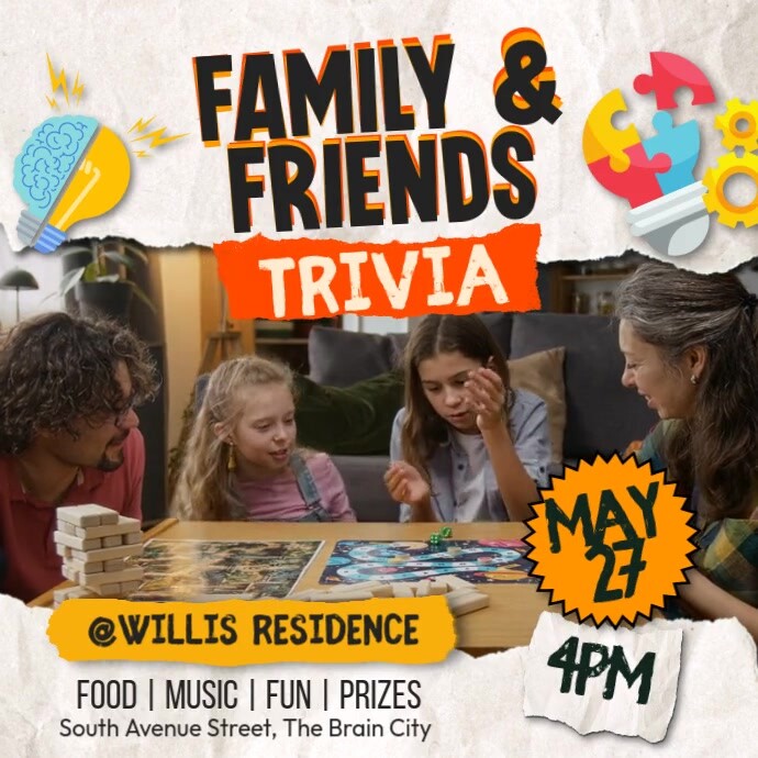 Family & Friends Trivia Event Publicação no Instagram template