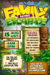 FAMILY ADVENTURE PARK ESCAPADE DAY Poster template