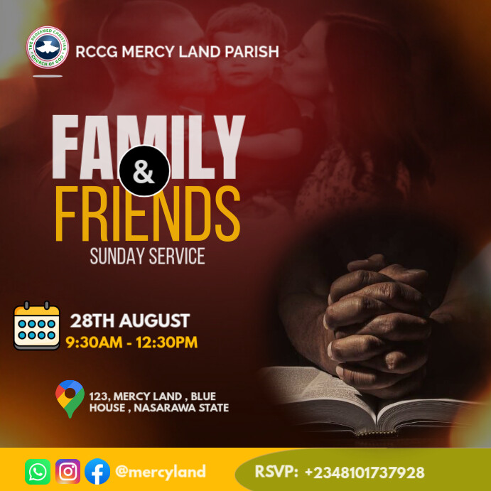 FAMILY AND FRIENDS SUNDAY SERVICE Template | PosterMyWall