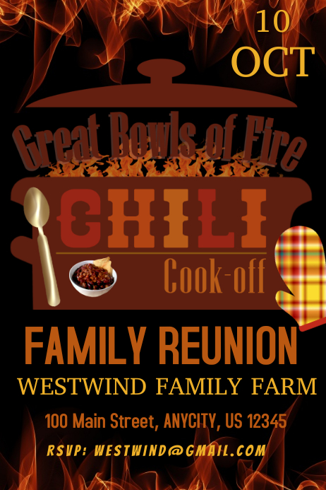 Family Chili Cook Off Poster template