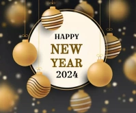 Gold new year greeting card Medium Rectangle template