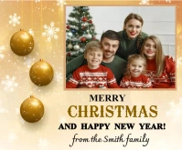 Family Christmas and new year greeting card Medium Rectangle template