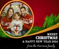Family Christmas and new year greeting card Medium Rectangle template