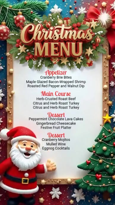 Family Christmas Dinner Menu Template | PosterMyWall