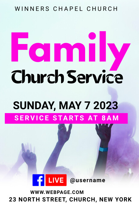 Family church service, church flyers Poster template