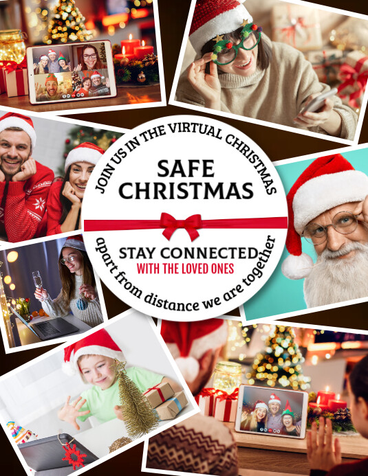 family collage, safe Christmas,christmas Flyer (US Letter) template