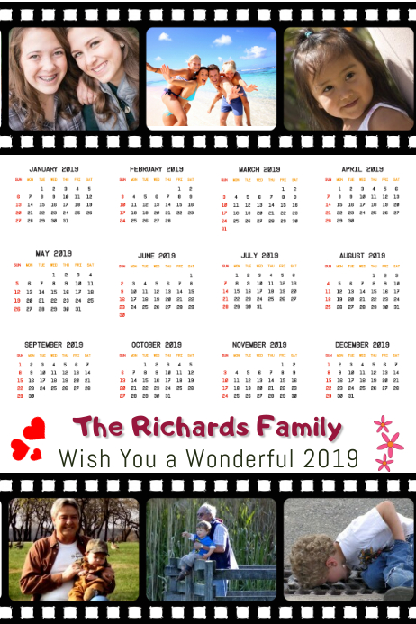Plantilla De Plantilla Collage Calendario Familiar Plantilla 2019 Postermywall calendario familiar personalizado
