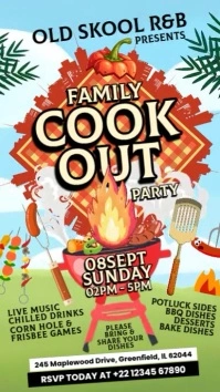 Family Cookout BBQ Party Story Template Historia de Instagram
