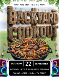 Brown Summer Cookout Party A5 Template | PosterMyWall