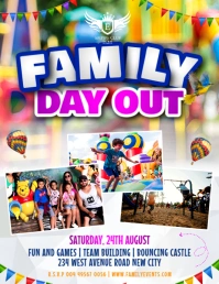 Family day out fun kids play event marketing social media promotion editable flyer poster template