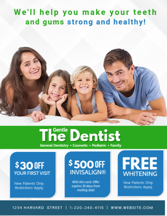 Family Dental Care Poster Flyer (US Letter) template
