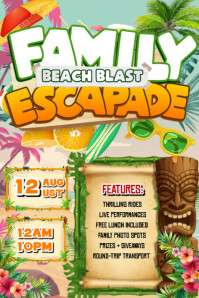 Family Escapade Beach Poster template