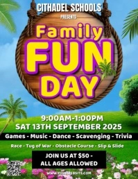 Colorful Family Fun Day Flyer Template | School or Community Event Invite