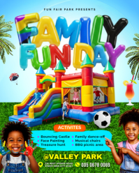 Family Fun Day out kids play zone amusement park bouncy castle children event social media promotion Instagram Portrait template