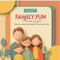 Family fun month template Instagram na Post