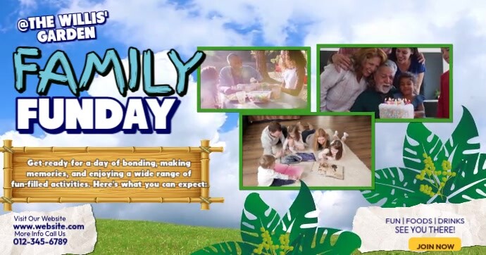 Family Funday Banner Video Obraz udostępniany na Facebooku template