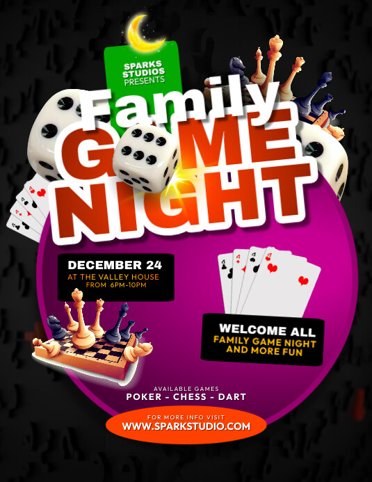 Family Game Night flyer Template Volante (Carta US)