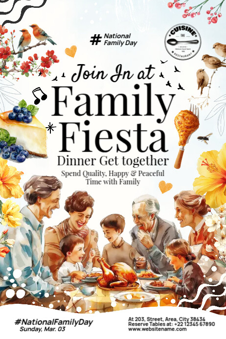 Family Get Together Dinner Event Template | PosterMyWall
