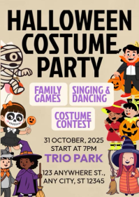 Family Halloween Costume Party A4 template
