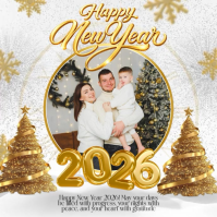 family happy new year card template Square (1:1)