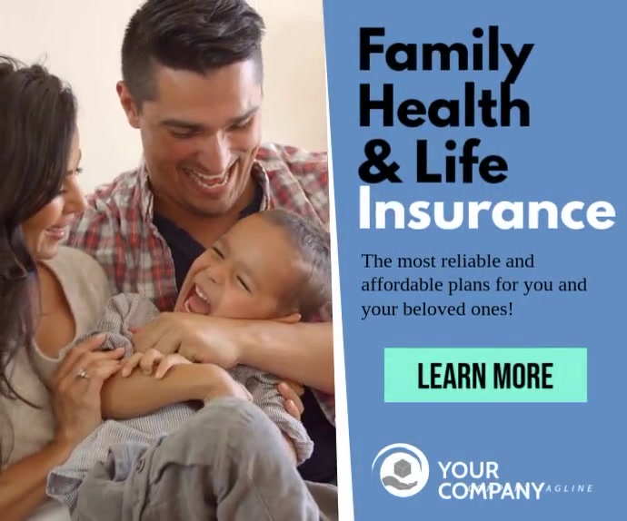 Family Health and Life Insurance facebook ad Stort rektangel template