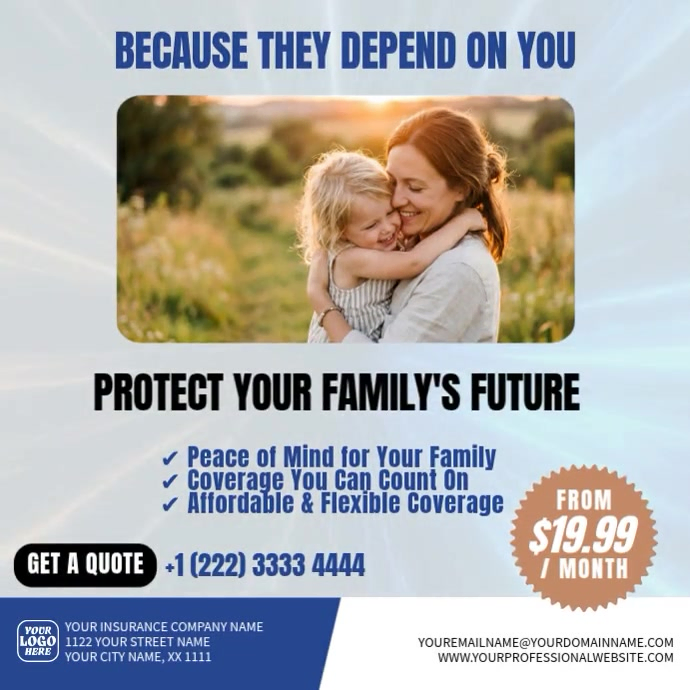 Family Life Insurance Video Ad Template | PosterMyWall