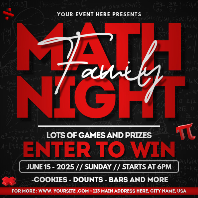 Family Math Night Template | PosterMyWall