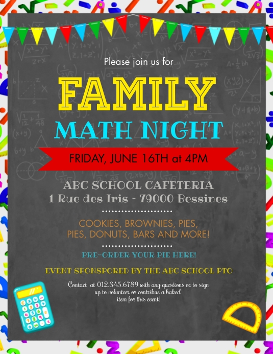 Family Math Night Event Flyer Template | PosterMyWall