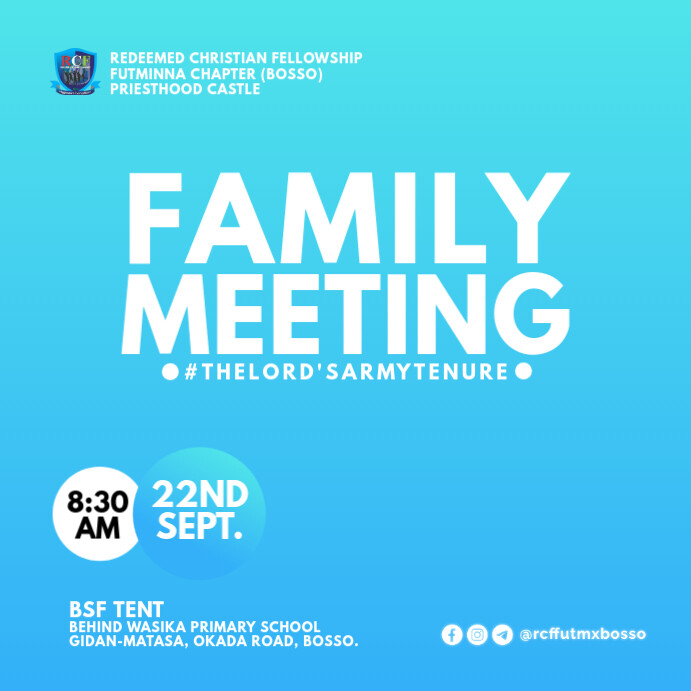 Family Meeting Blue Church Flyer Instagram Post template