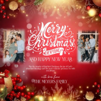 FAMILY merry christmas card template Square (1:1)