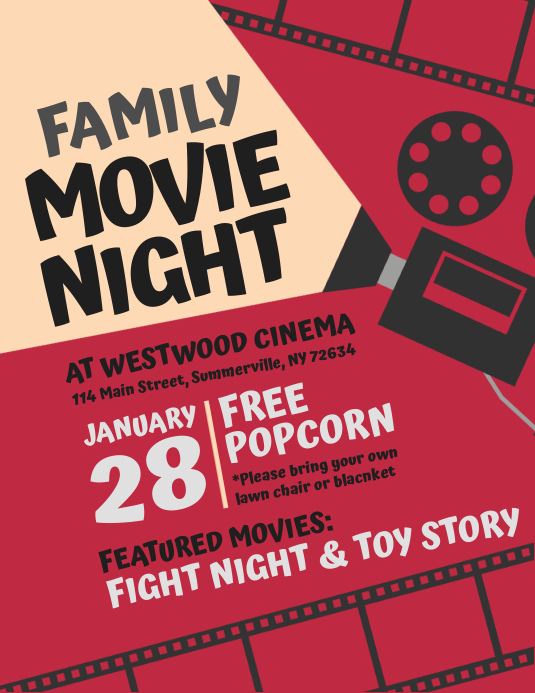 Family Movie Night Flyer Template PosterMyWall