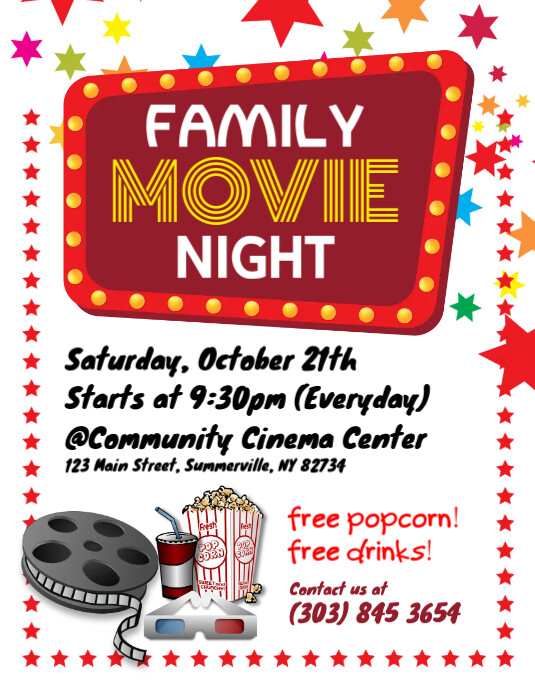 Family Movie Night Flyer Template PosterMyWall