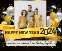 Family happy new year 2024 message template free Rettangolo medio