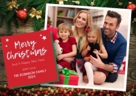 Family Photo Christmas Greeting postcard template