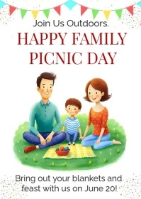 Family Picnic day A6 template