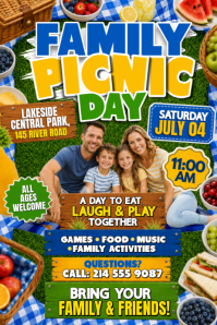 Family Picnic Day Invitation Poster Affiche template