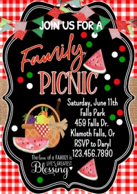 Family Picnic Invitation A6 template
