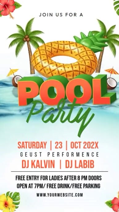 Family Pool Party Invite Instagram 快拍 template