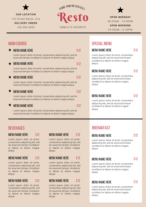 Restored Menu Template Family Resto Menu Template | PosterMyWall