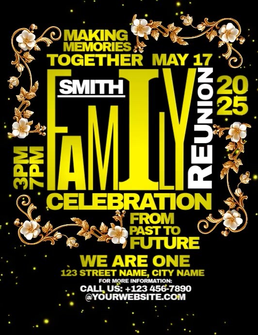Family Reunion 2025: A Celebration From Past to Future Folheto (US Letter) template