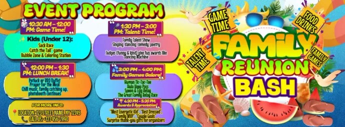 Family Reunion Bash Event Program Template | PosterMyWall
