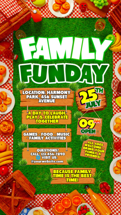 FAMILY SUMMER PICNIC FUNDAY História do Instagram template