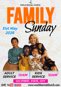 White Family Sunday Church Event A3 Template