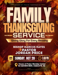 Merah Thanksgiving Service Folheto Template