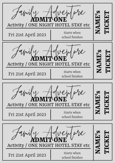 Time Ticket Example Family Time Ticket Template | PosterMyWall