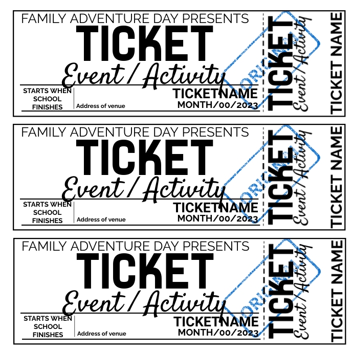 Time Ticket Example Family Time Ticket Template | PosterMyWall