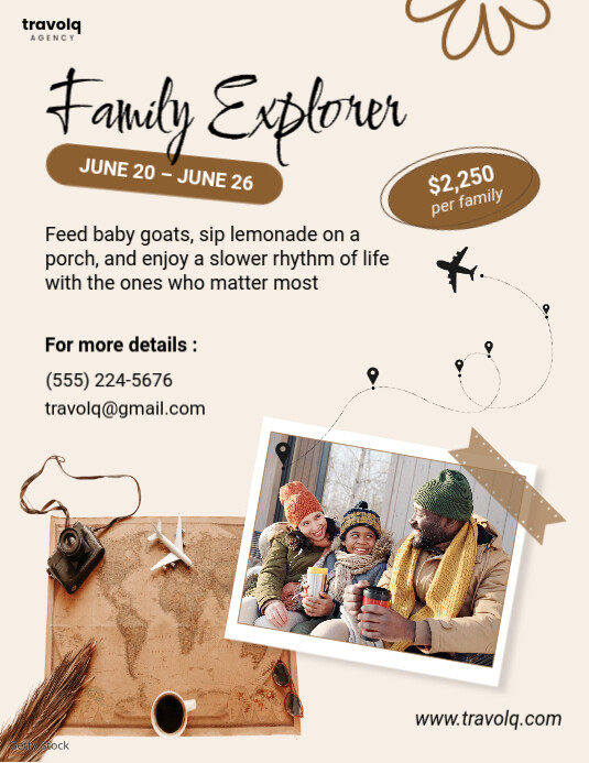 Family Travel Flyer Ulotka (US Letter) template